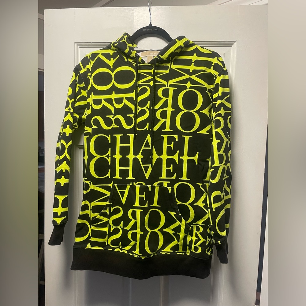 Michael Michael Kors Newsprint Logo Cotton- Terry Hoodie